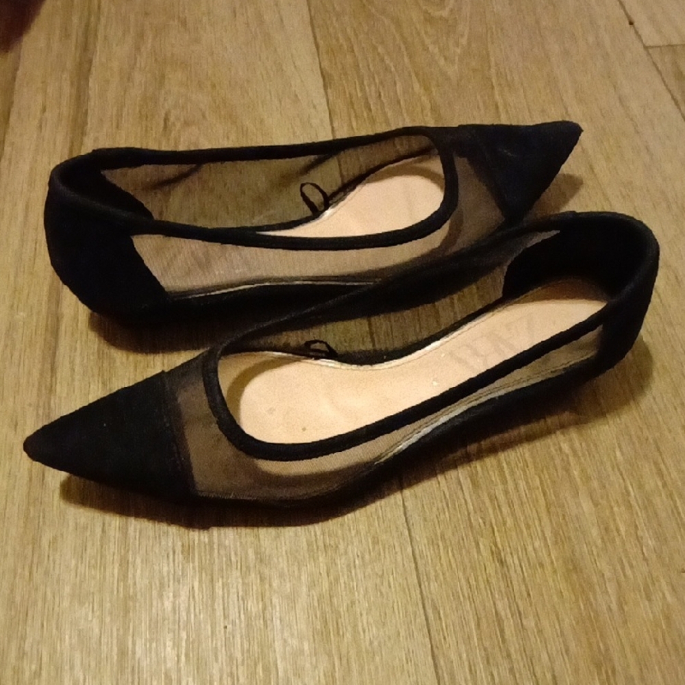 Zara Black Mesh Women's Flats